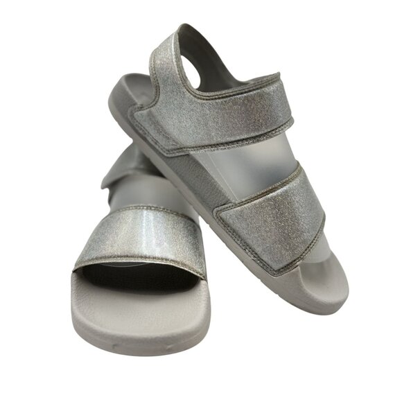Adidas Kids Sandals Size 5 Silver Glitter Adjustable Straps - Picture 3 of 9
